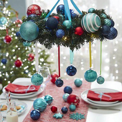Turquoise Glitter effect Plastic Bauble of 24