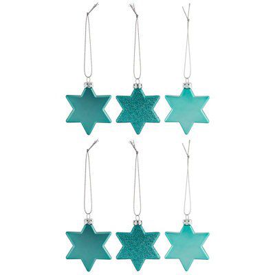 Turquoise Glitter effect Plastic Decoration, Pack of 10