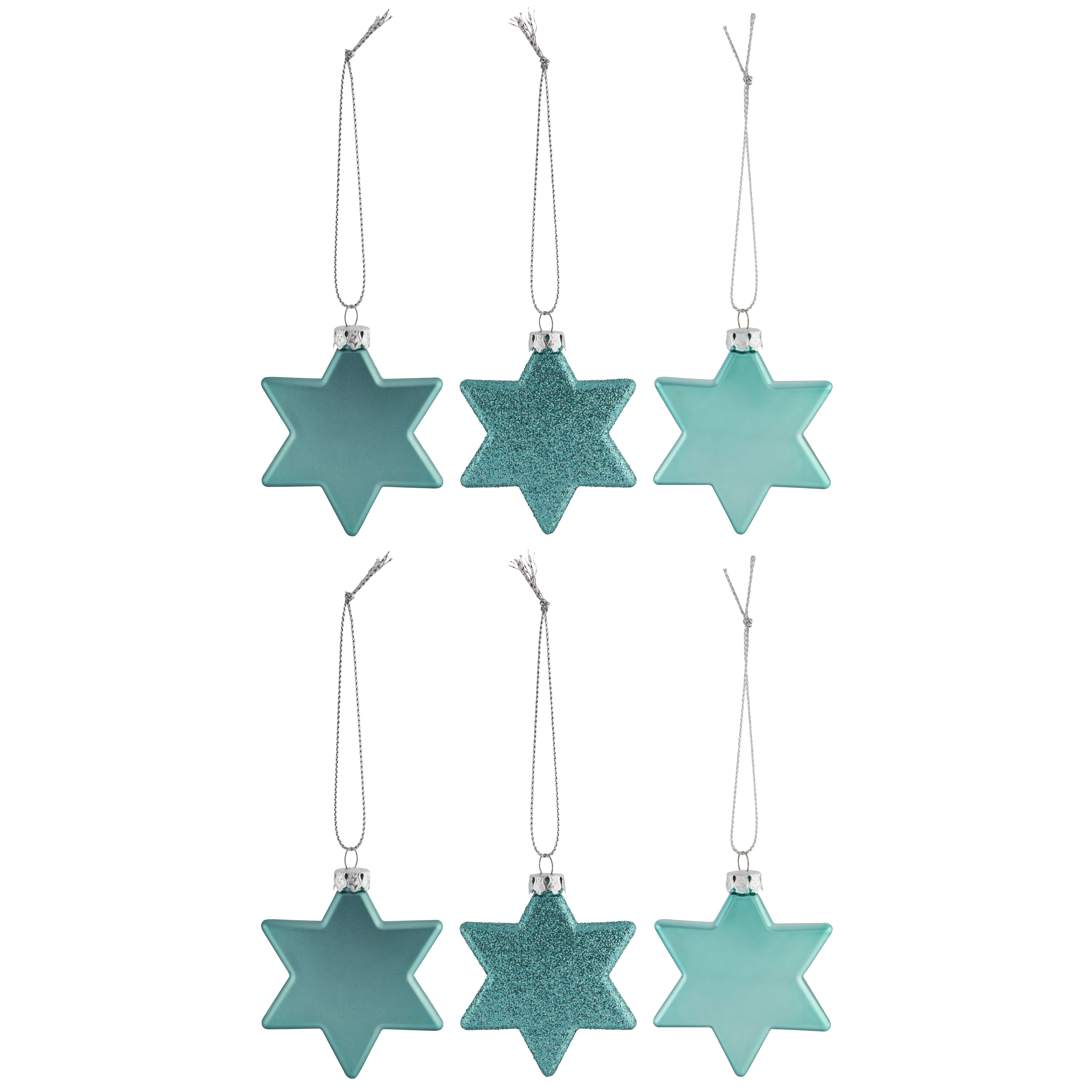 Turquoise Glitter effect Plastic Decoration, Pack of 10