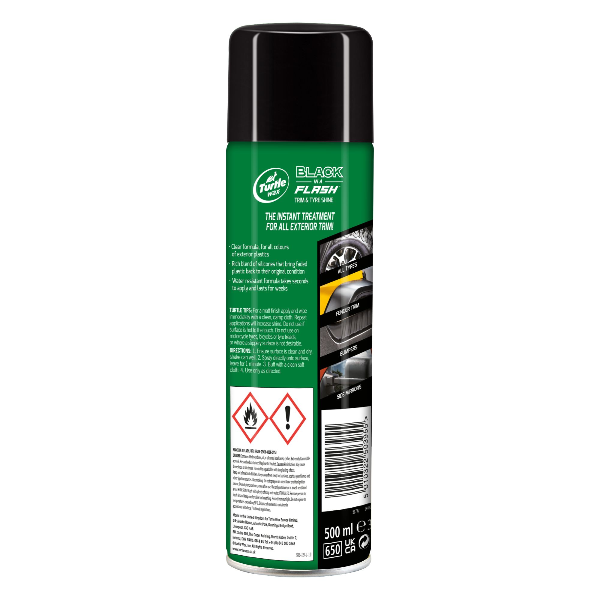 Turtle Wax Black in a flash Trim Wash & wax, 500ml Can