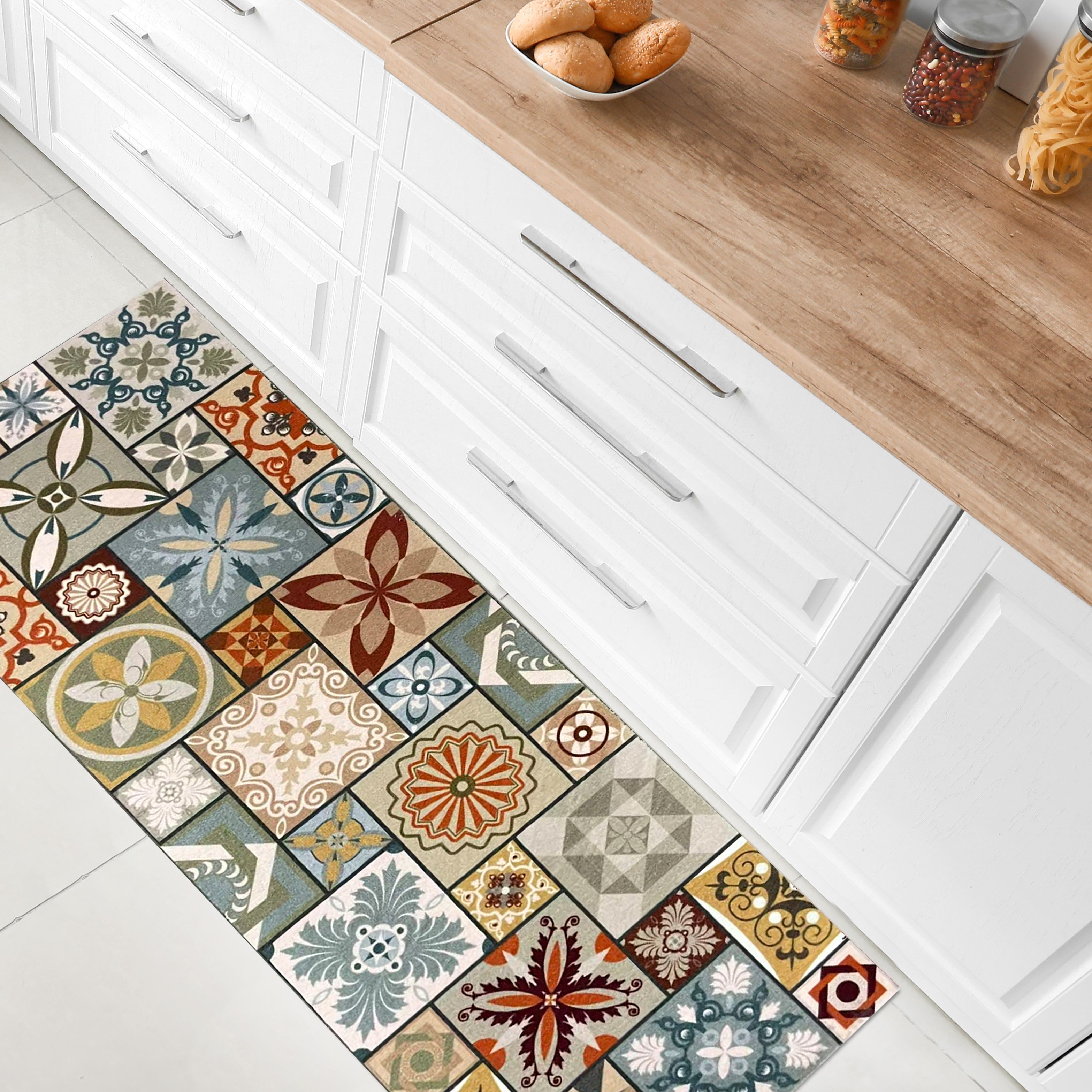 Tuscan Tile Medium Runner, (L)150cm x (W)50cm