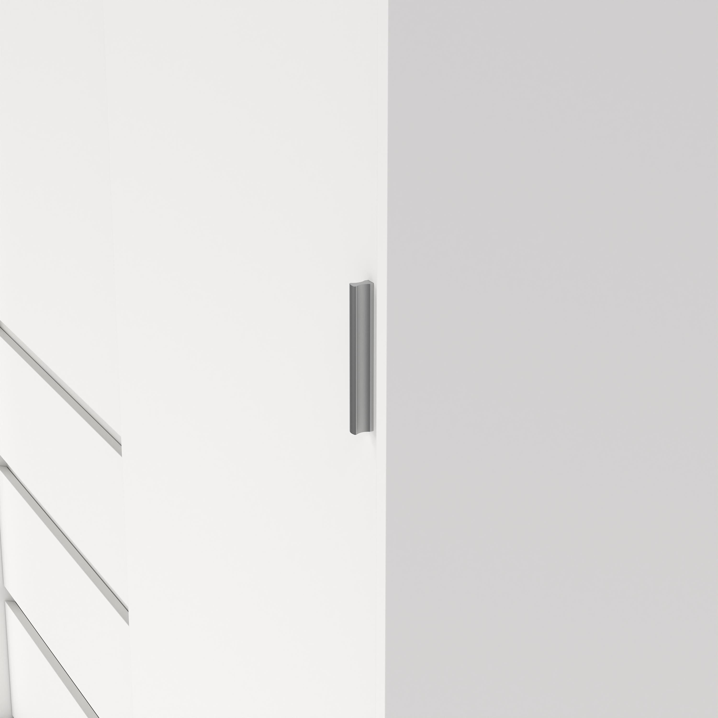 Tvilum Esla Scandinavian Matt white 3 Drawer Double Sliding door wardrobe (H)2004mm (W)1185mm (D)600mm