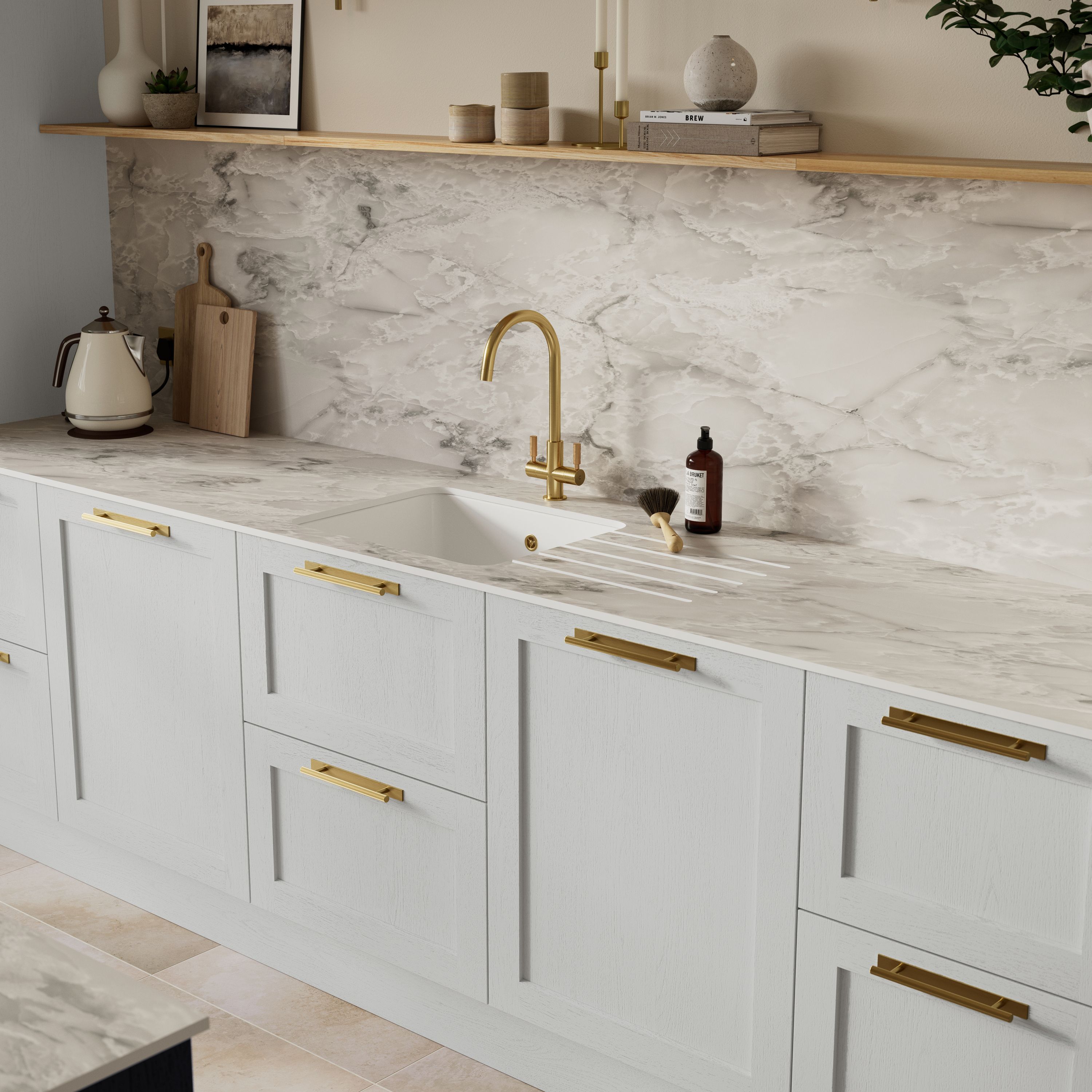 Tydeman Matt grey Shaker 50:50 Larder/fridge freezer Cabinet door (W)600mm (H)1181mm (T)20mm