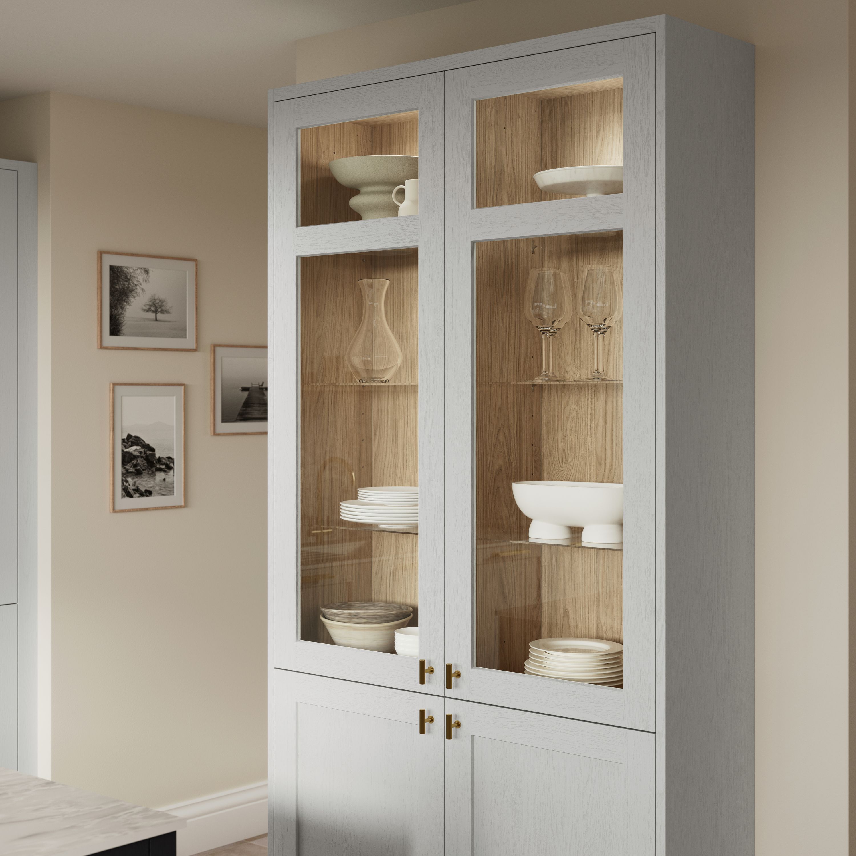 Tydeman Matt grey Shaker 50:50 Larder/fridge freezer Cabinet door (W)600mm (H)1181mm (T)20mm
