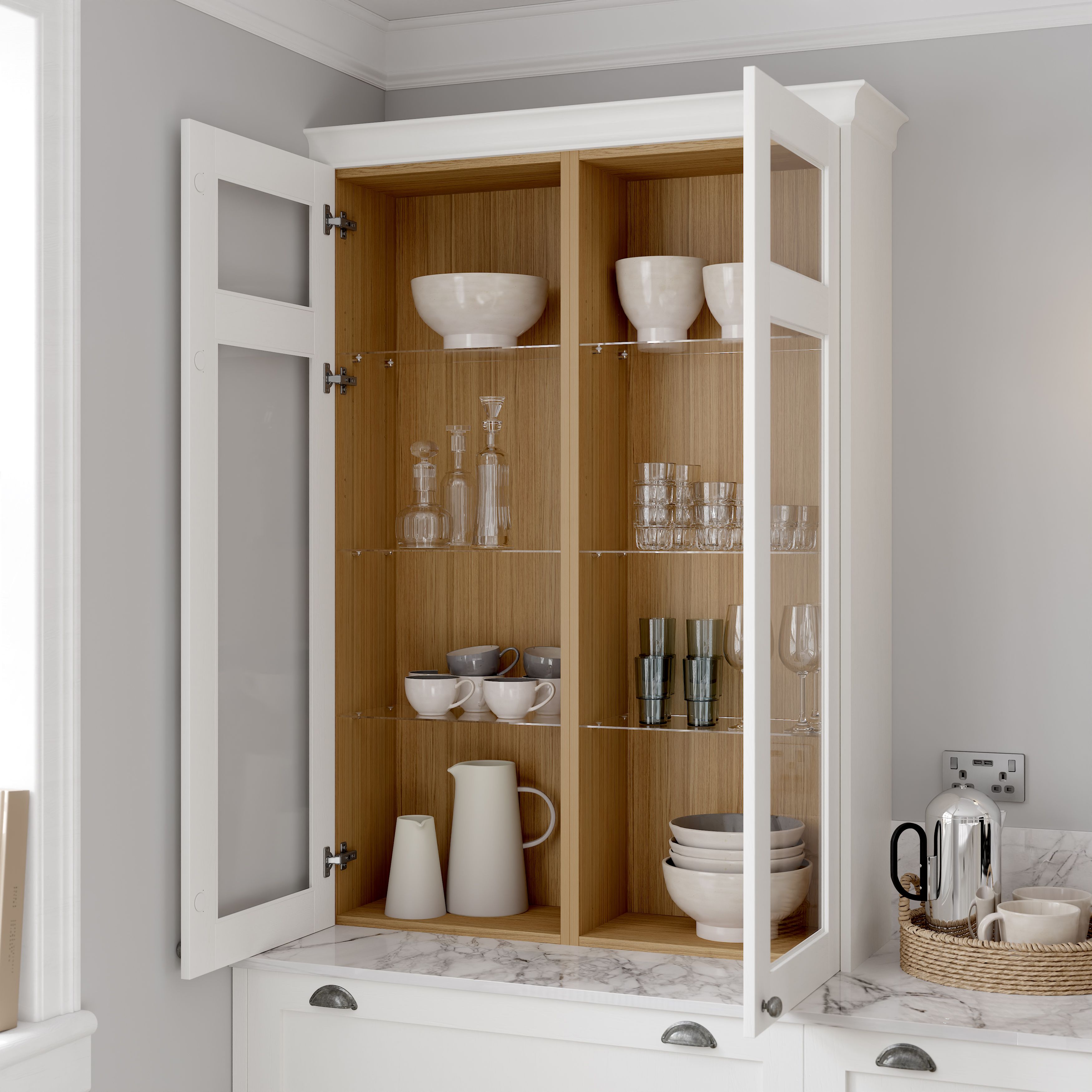 Tydeman Matt porcelain Shaker Glazed Dresser Cabinet door (W)500mm (H)1425mm (T)20mm