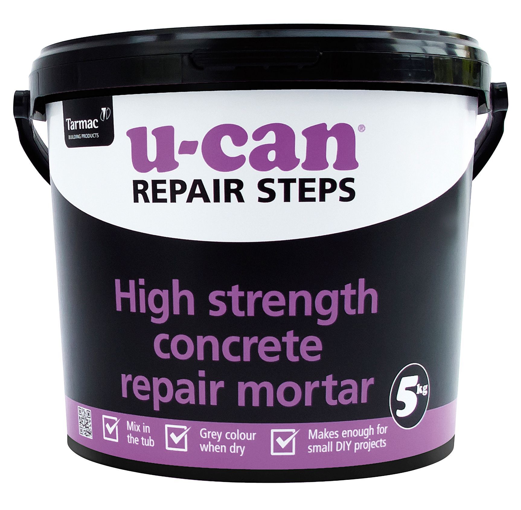 U-Can High strength Grey Concrete repair, 5kg Tub