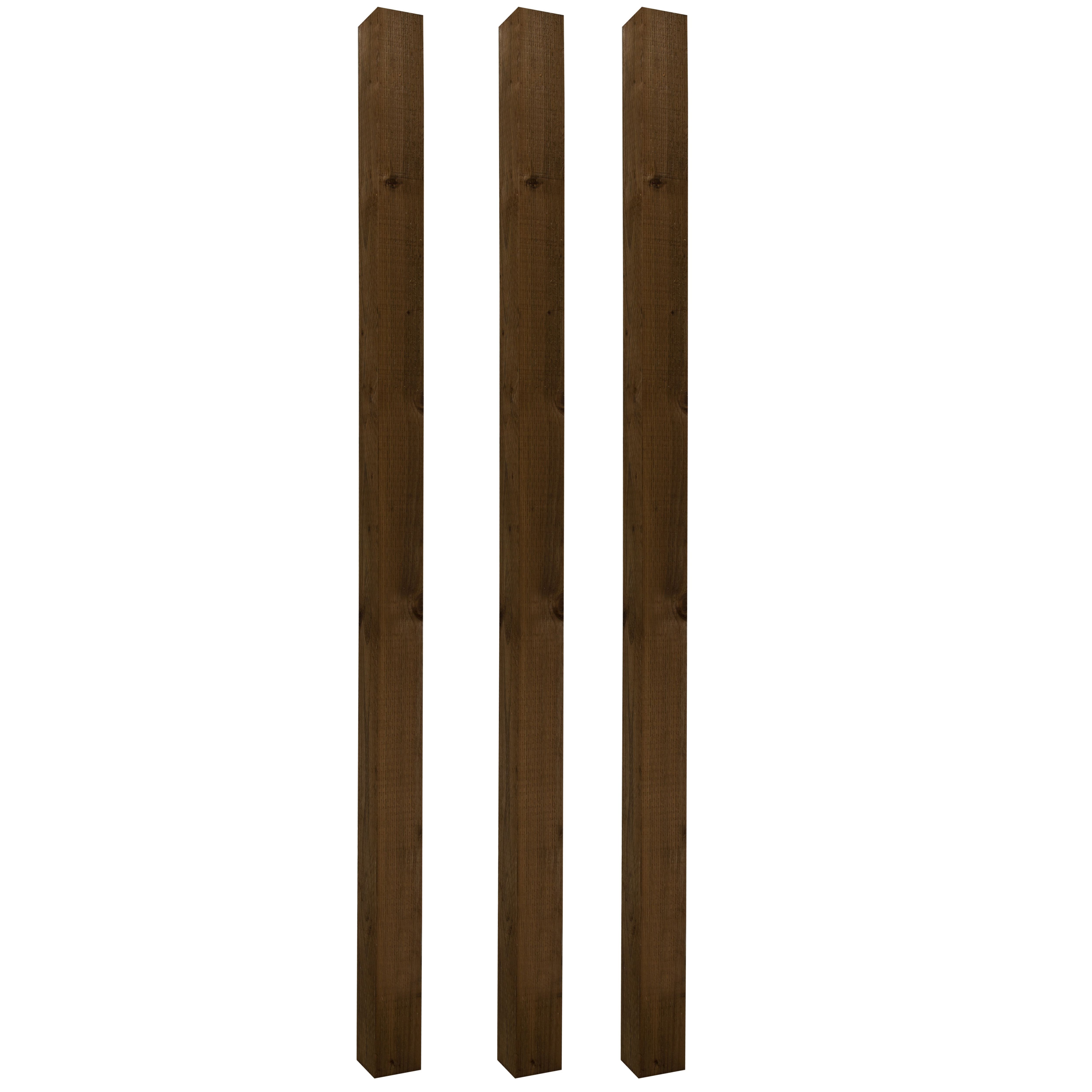 UC4 Brown Square Wooden Fence post (H)2.4m (W)100mm, Pack of 3