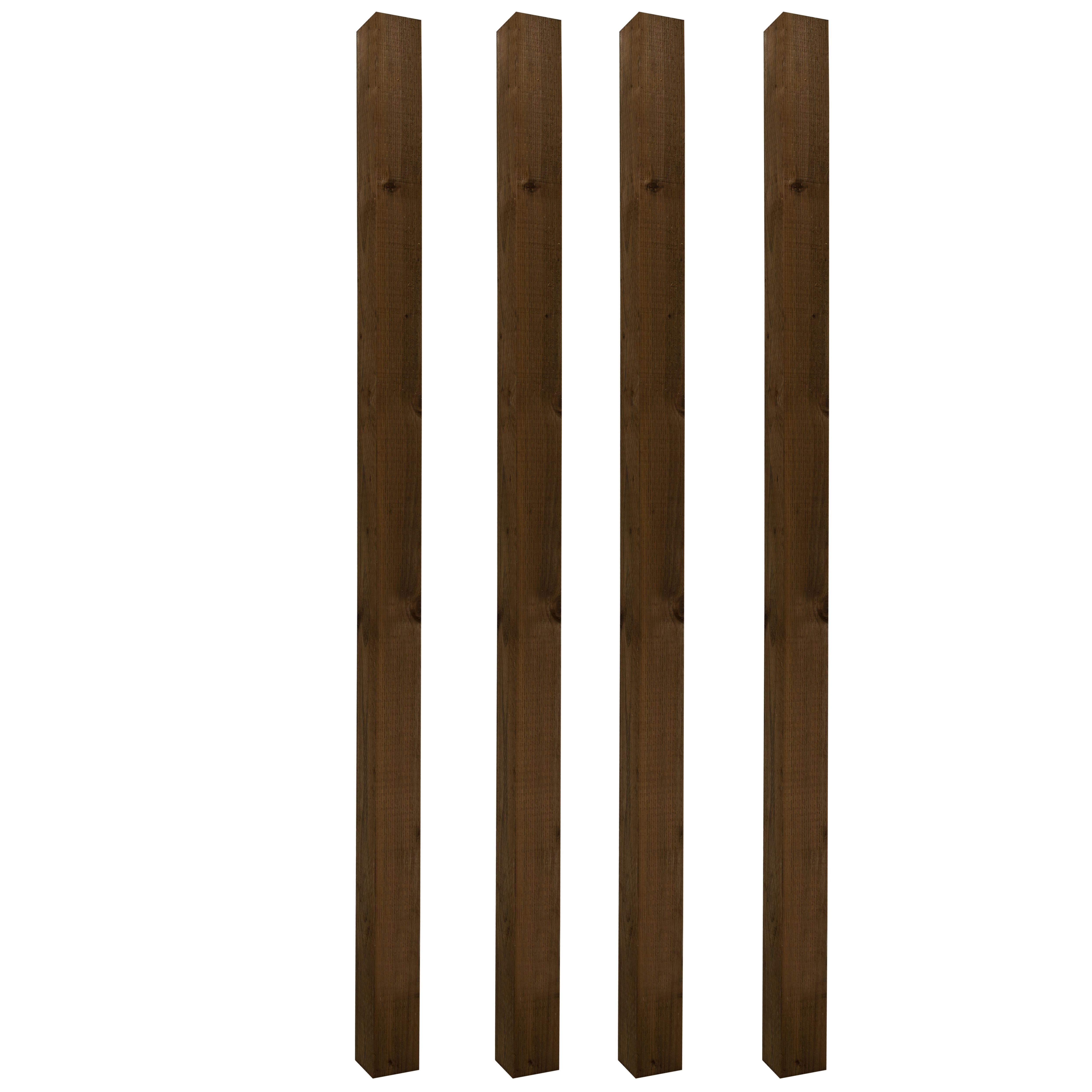 UC4 Brown Square Wooden Fence post (H)2.4m (W)100mm, Pack of 4