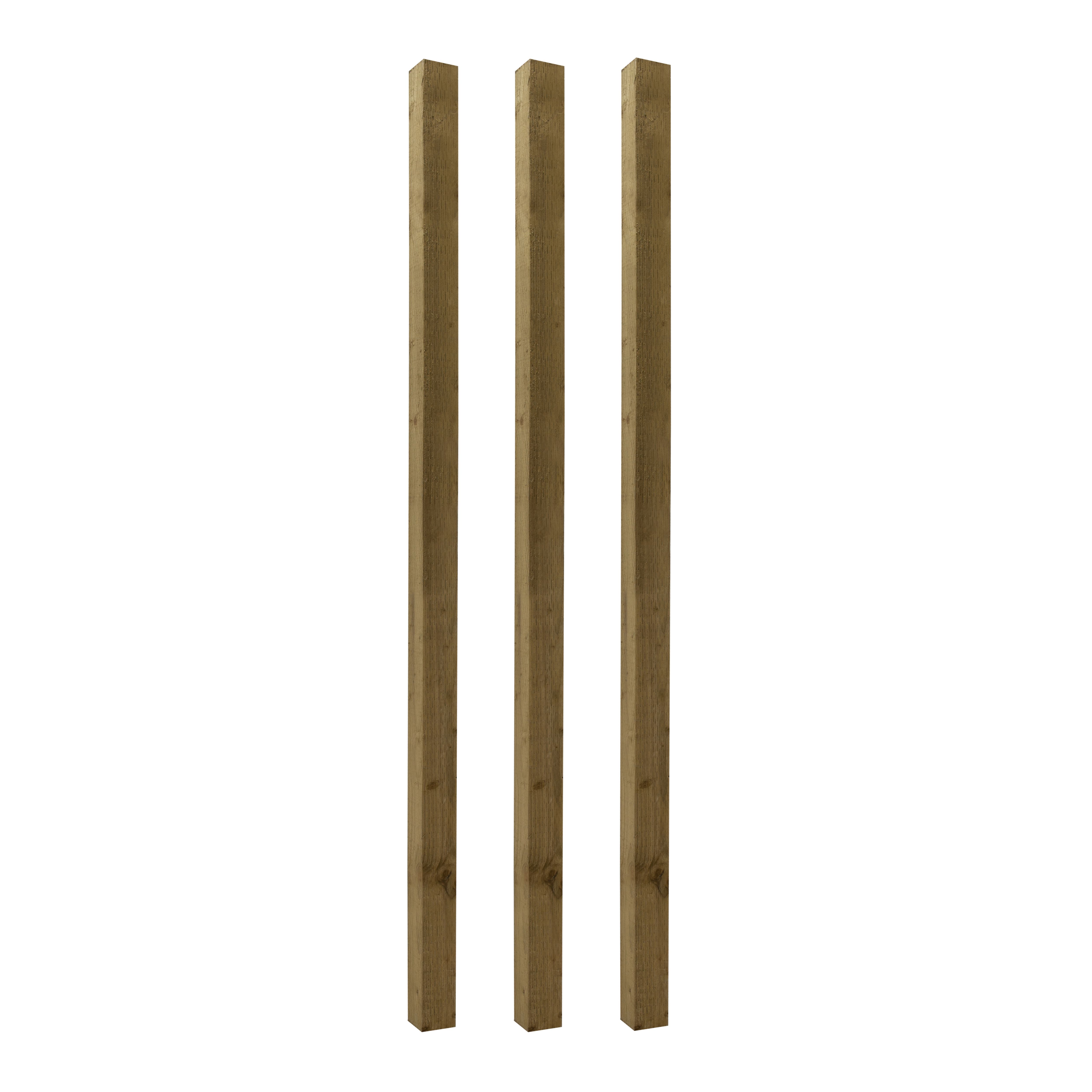 UC4 Green Square Wooden Fence post (H)2.1m (W)75mm, Pack of 3