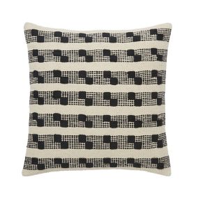 Udapur Black & white Rug stripe Indoor Cushion (L)45cm x (W)45cm