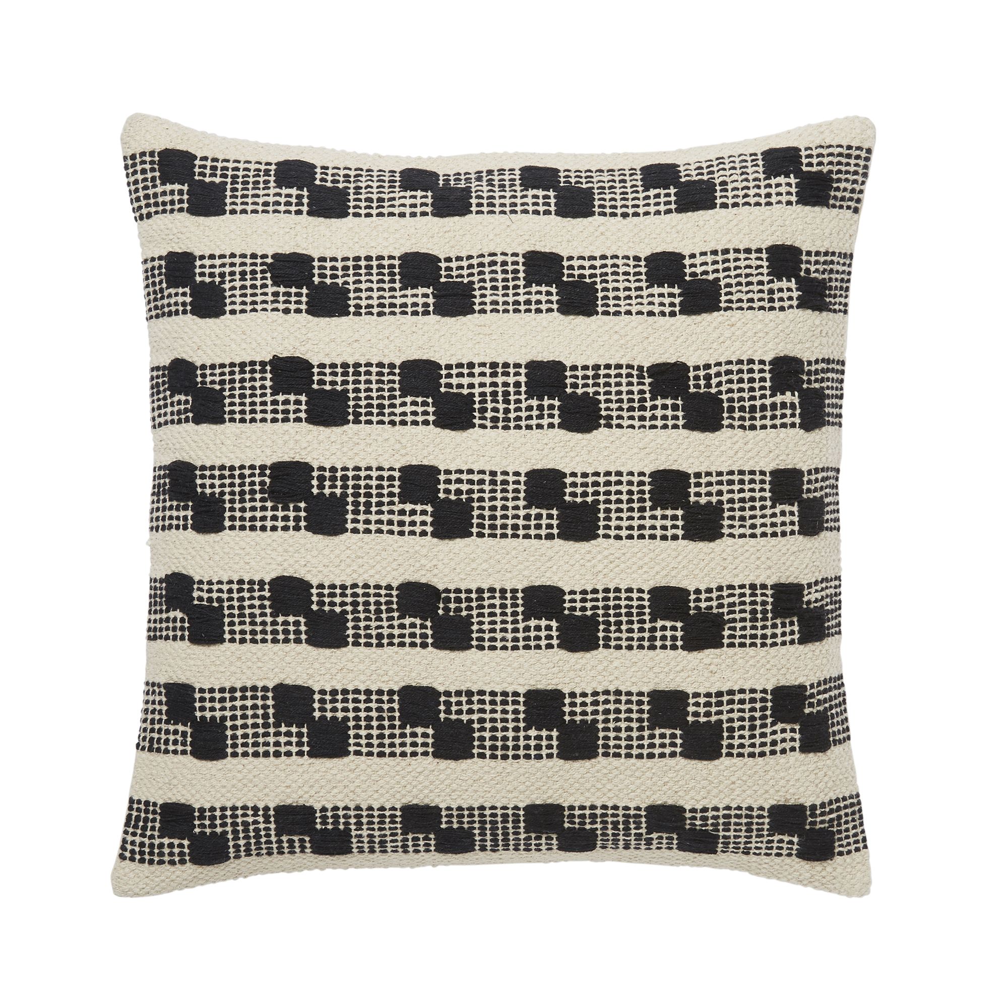 Udapur Black & White Rug stripe Woven effect Indoor Cushion, (L)45cm x (W)45cm