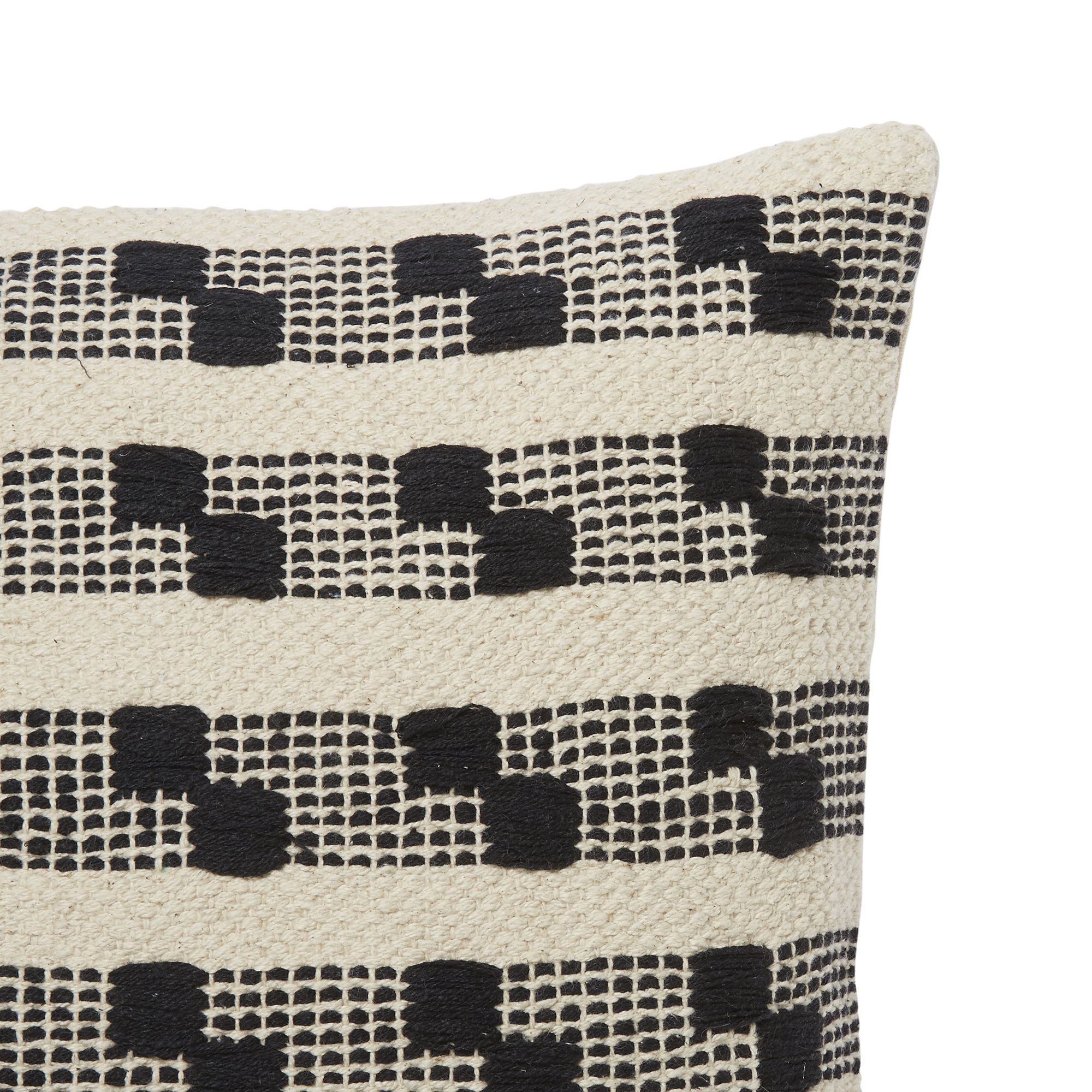 Udapur Black & White Rug stripe Woven effect Indoor Cushion, (L)45cm x (W)45cm