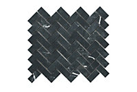 Ultimate Black Polished Marble effect Porcelain Mosaic tile sheet, (L)330mm (W)285mm