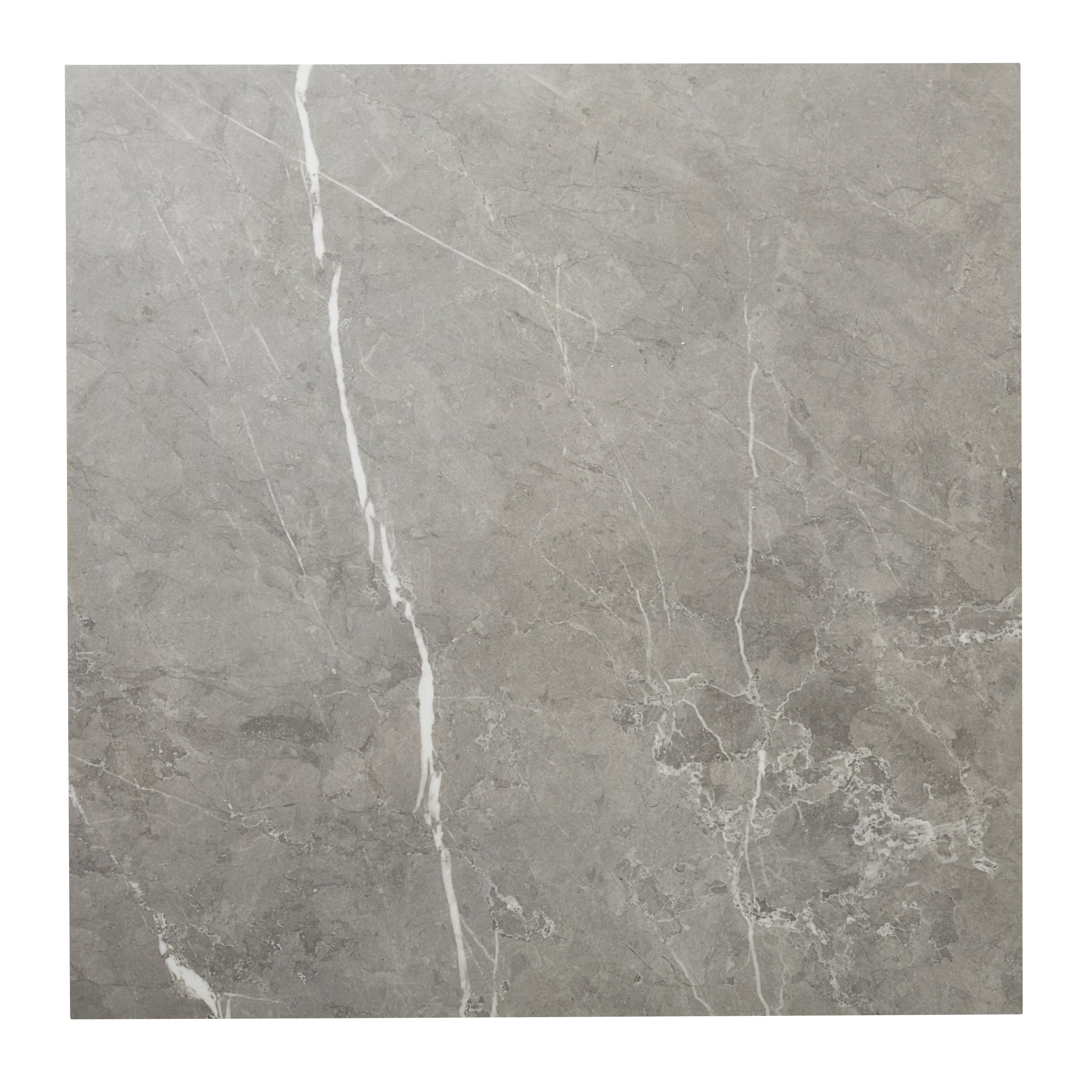 Ultimate Grey Gloss Marble effect Porcelain Indoor Wall & floor Tile