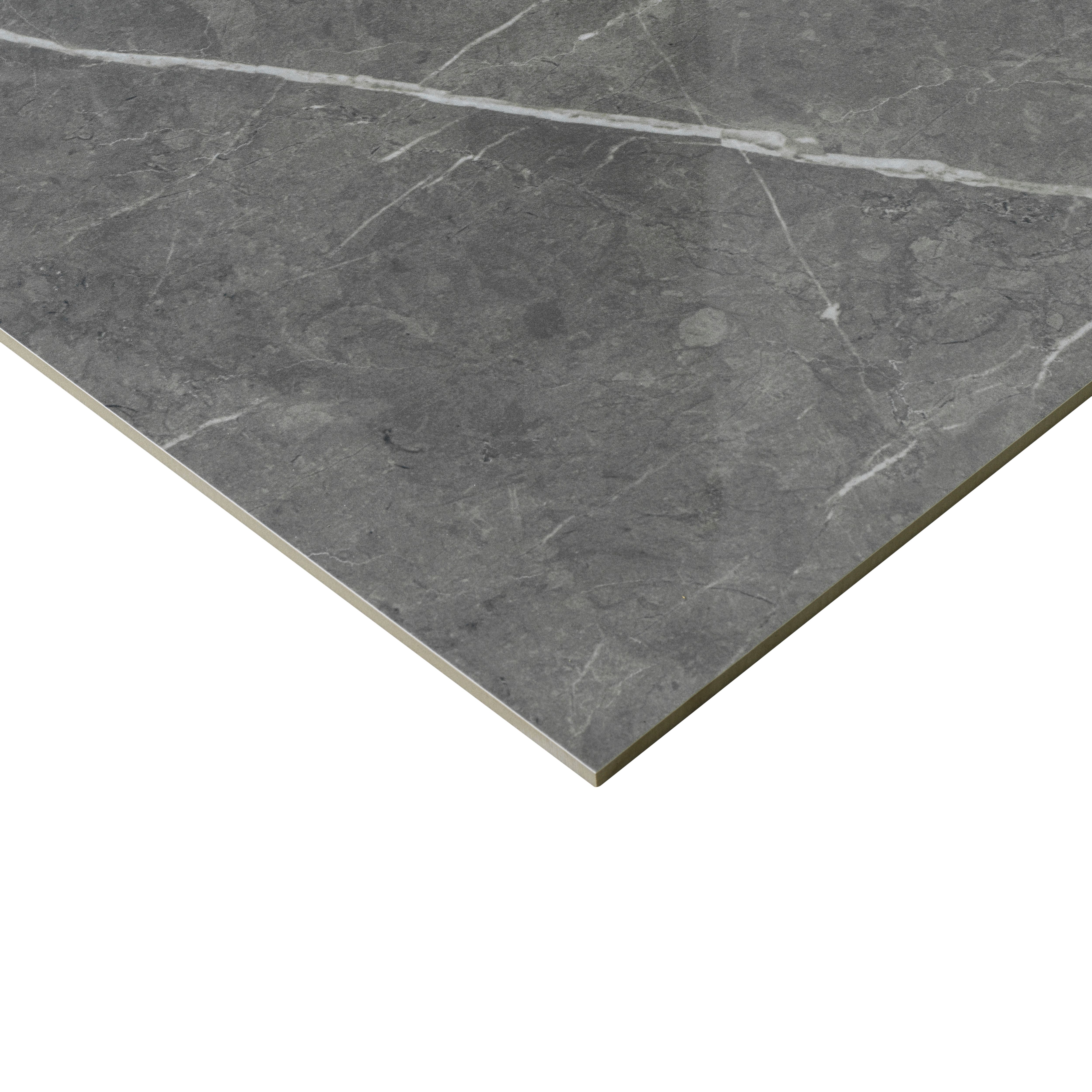 Ultimate Grey Gloss Marble effect Porcelain Indoor Wall & floor Tile Sample