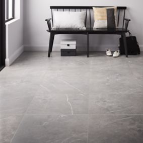 Ultimate Grey Matt Marble effect Porcelain Indoor Wall & floor Tile, Pack of 3, (L)595mm (W)595mm