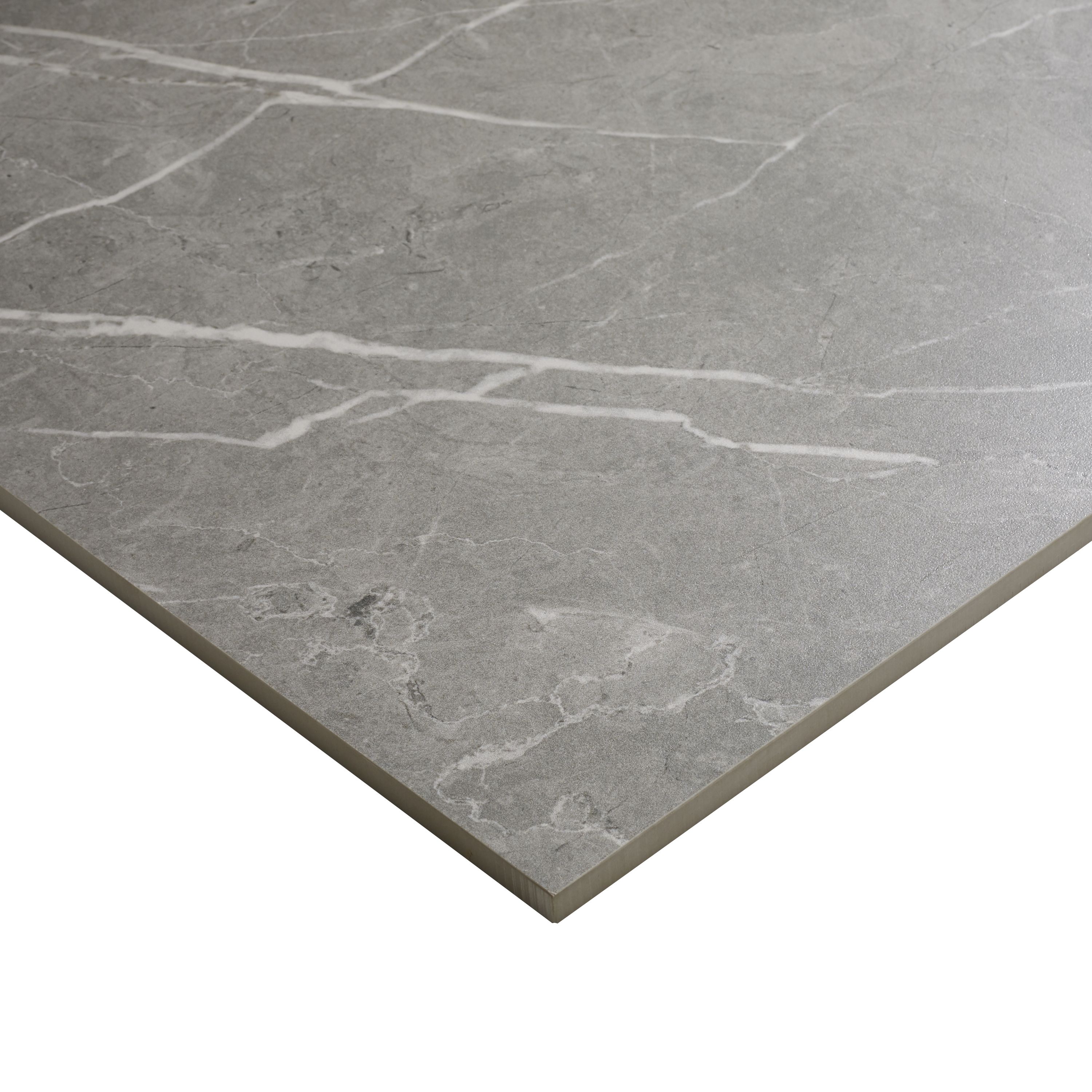 Ultimate Grey Matt Marble effect Porcelain Indoor Wall & floor Tile - 3