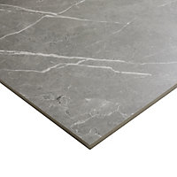 Ultimate Grey Matt Marble effect Porcelain Wall & floor Tile, Pack of 3, (L)595mm (W)595mm