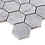 Ultimate Grey Polished Gloss Marble effect MOSAIC Porcelain 5x5 Mosaic tile sheet, (L)300mm (W)300mm