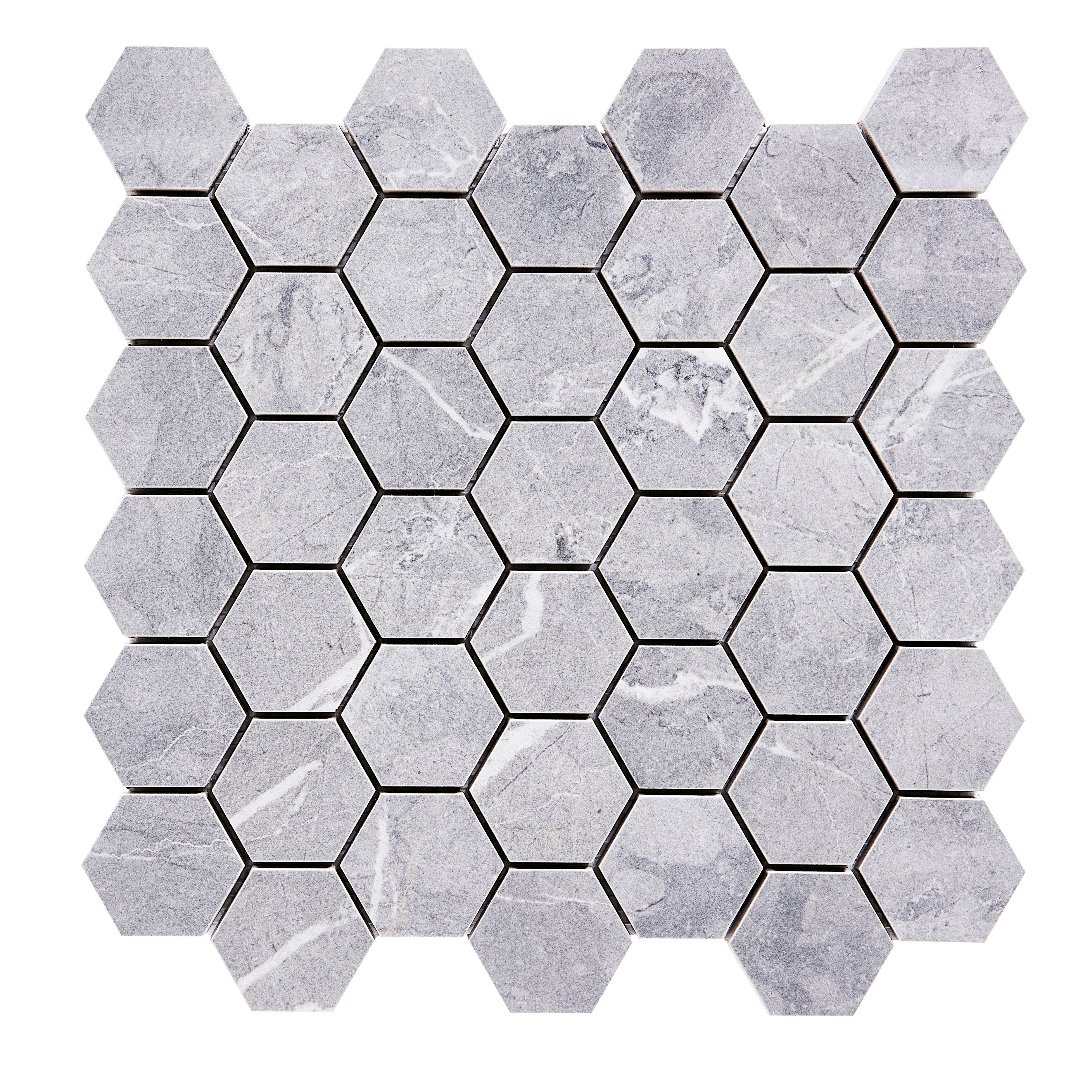 Ultimate Grey Polished Marble effect Porcelain 5x5 Mosaic tile sheet