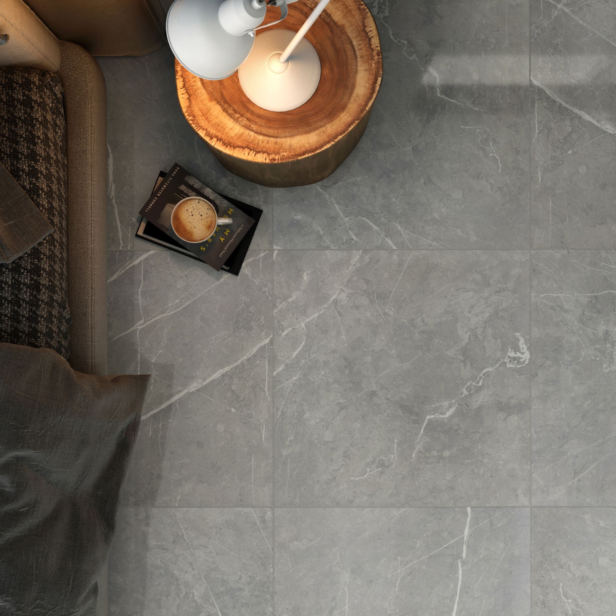 Ultimate marble Grey Gloss Marble effect Porcelain Indoor Wall & floor Tile - 8