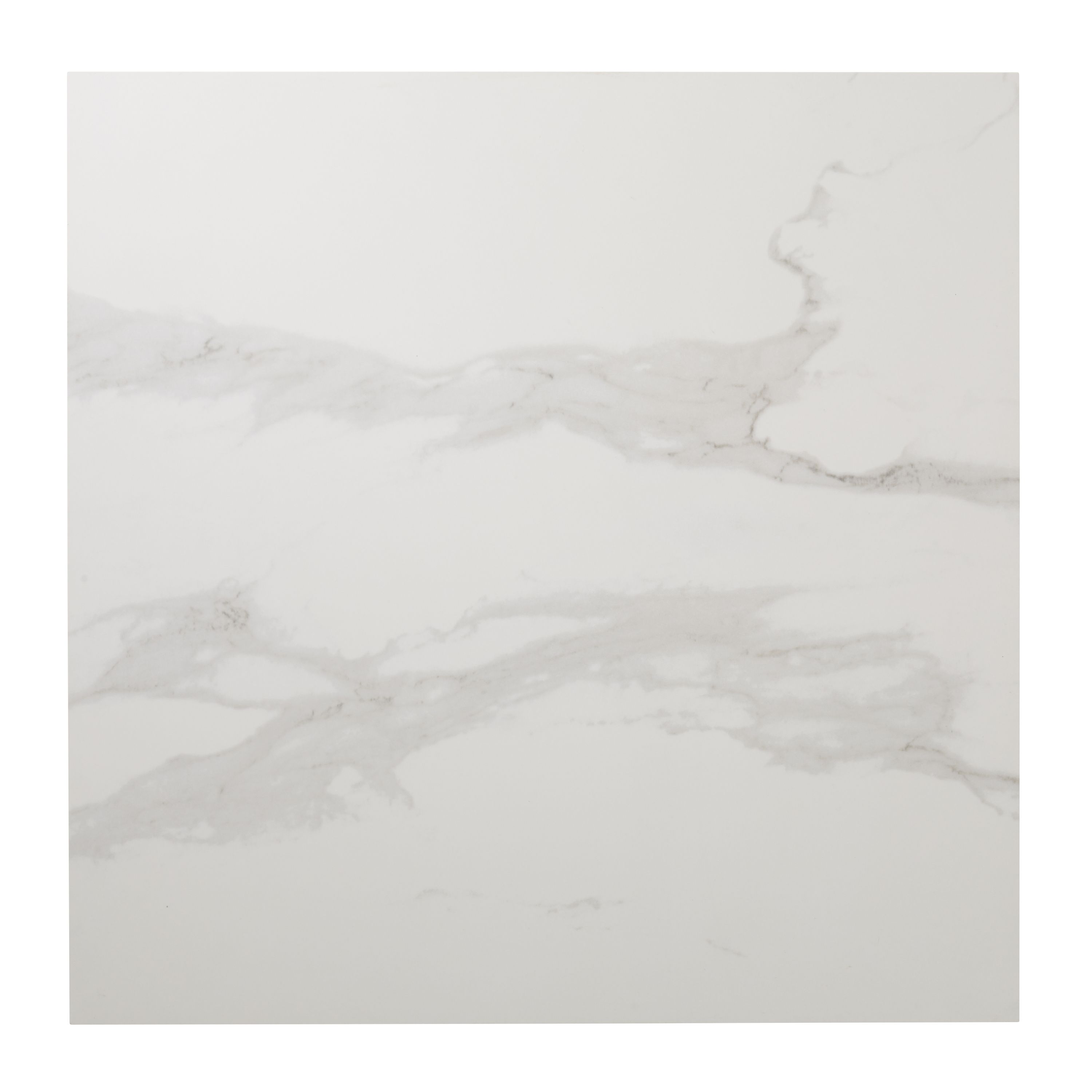 Ultimate marble White Gloss Marble effect Porcelain Indoor Floor Tile, Pack of 3, (L)595mm (W)595mm
