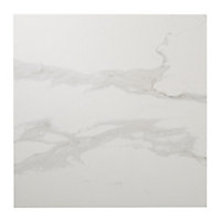 Ultimate White Gloss Marble effect Porcelain Wall & floor Tile, Pack of 3, (L)595mm (W)595mm