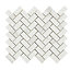 Ultimate White Polished Gloss Marble effect Herringbone Porcelain Mosaic tile sheet, (L)300mm (W)300mm