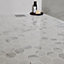Ultimate White Polished Gloss Marble effect Hexagon Porcelain 5x5 Mosaic tile sheet, (L)300mm (W)300mm