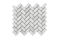 Ultimate White Polished Marble effect Porcelain Mosaic tile sheet, (L)330mm (W)285mm