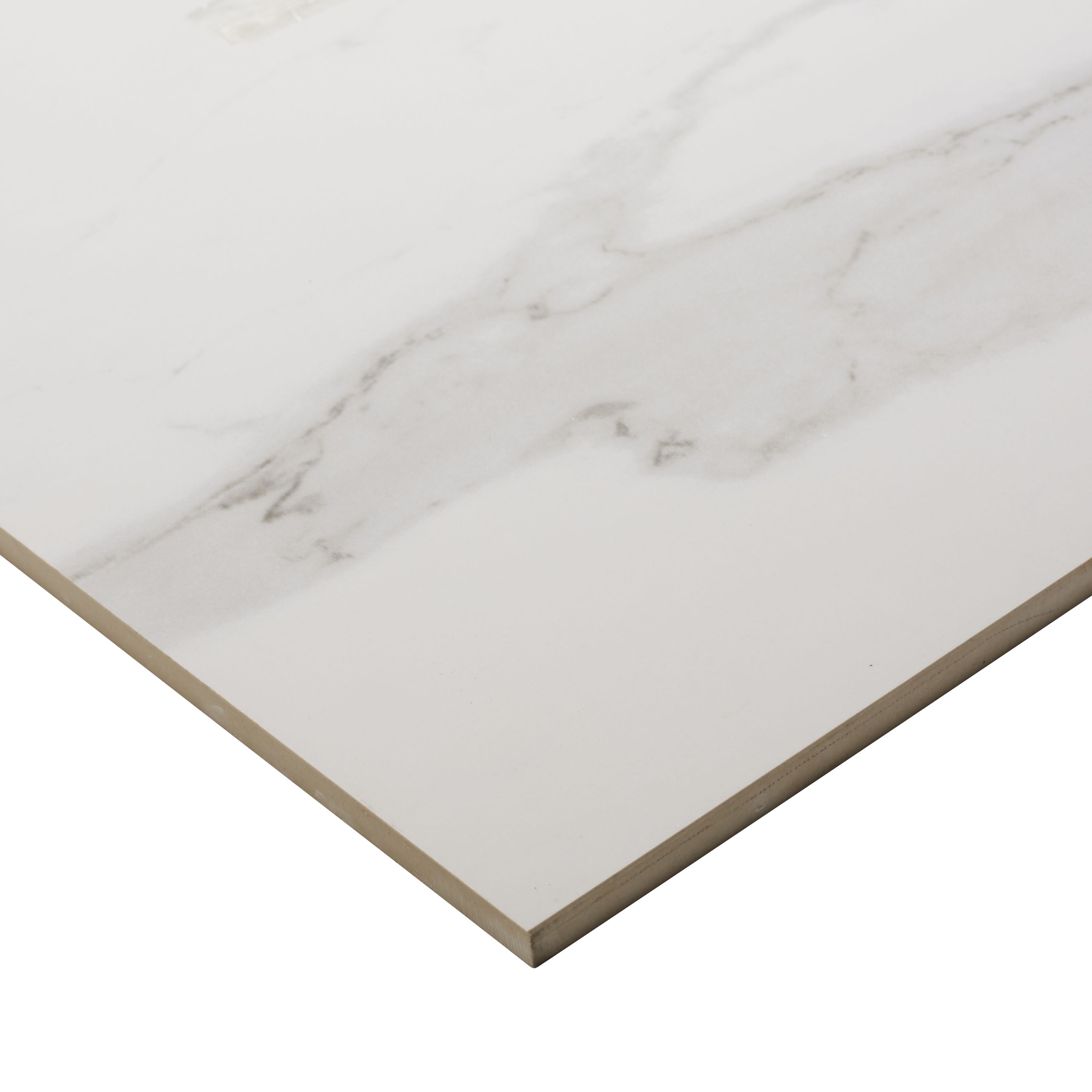 Ultimate White Semi-polished Marble effect Porcelain Floor Tile Sample