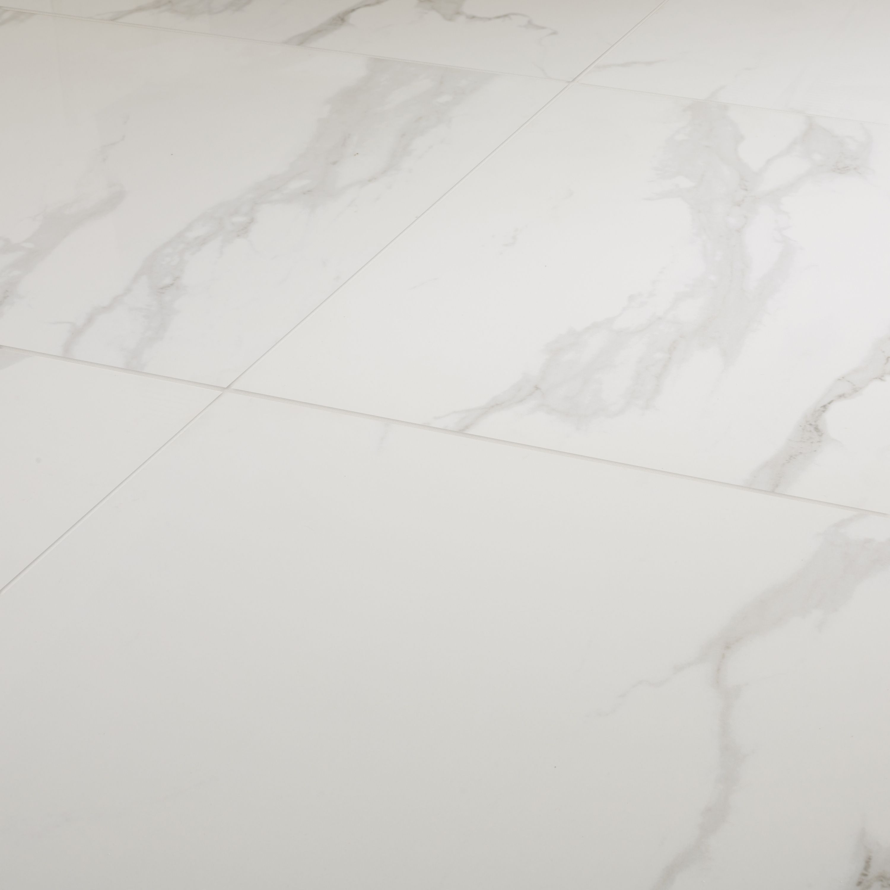 Ultimate White Semi-polished Marble effect Porcelain Floor Tile Sample