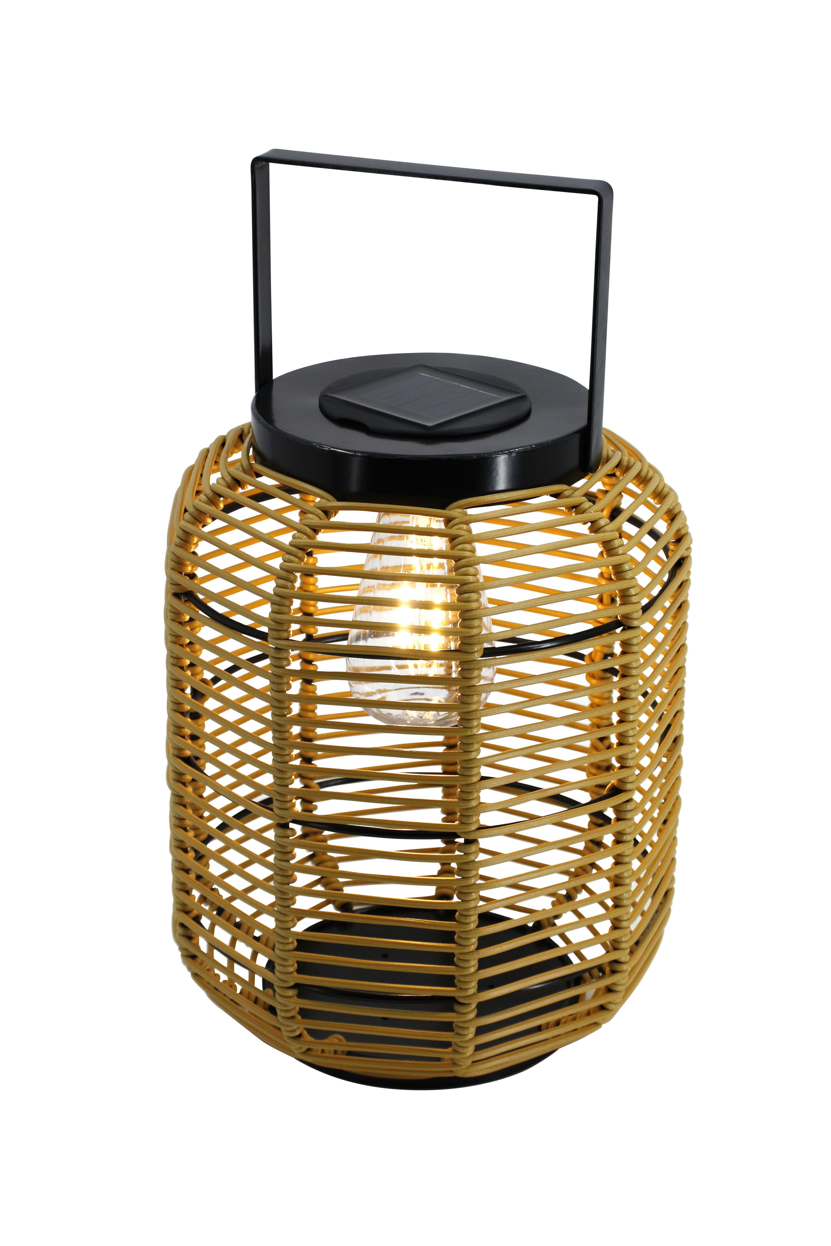 Umatilla Beige & black Rattan effect Solar-powered Integrated LED