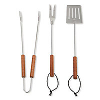 Unbranded Stainless steel & wood Barbecue tool set