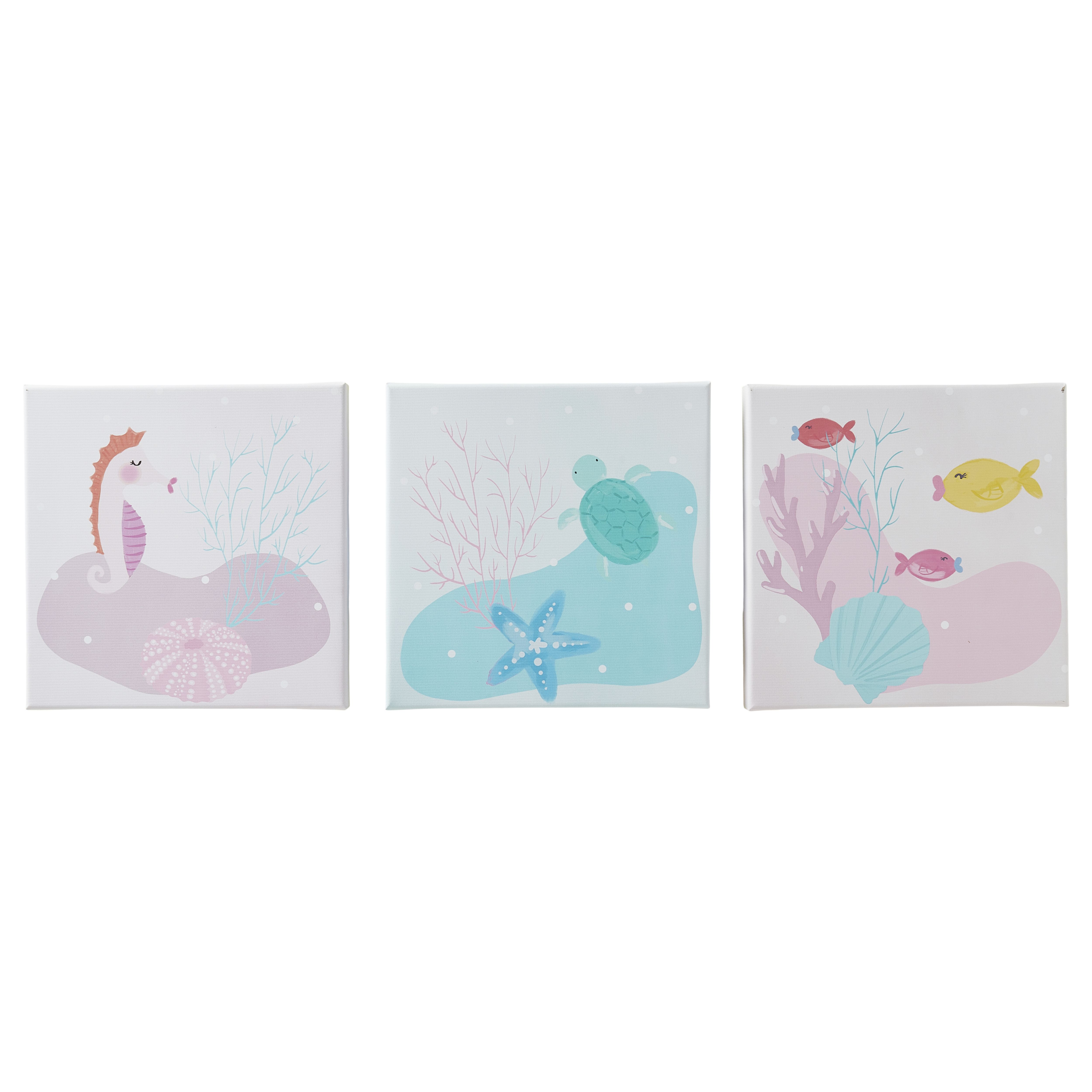 Under the Sea Kids Mutli Canvas art, Set of 3 (H)20cm x (W)20cm
