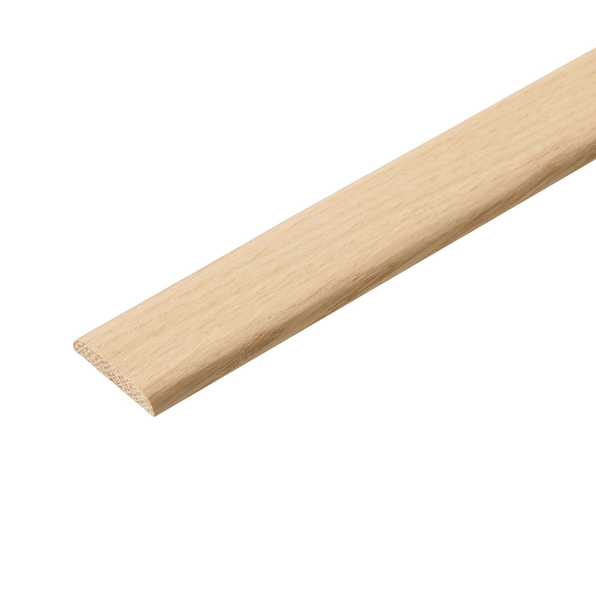 Unfinished Natural Oak D-shape D-shaped Moulding (L)2400mm (W)34mm (T)6mm
