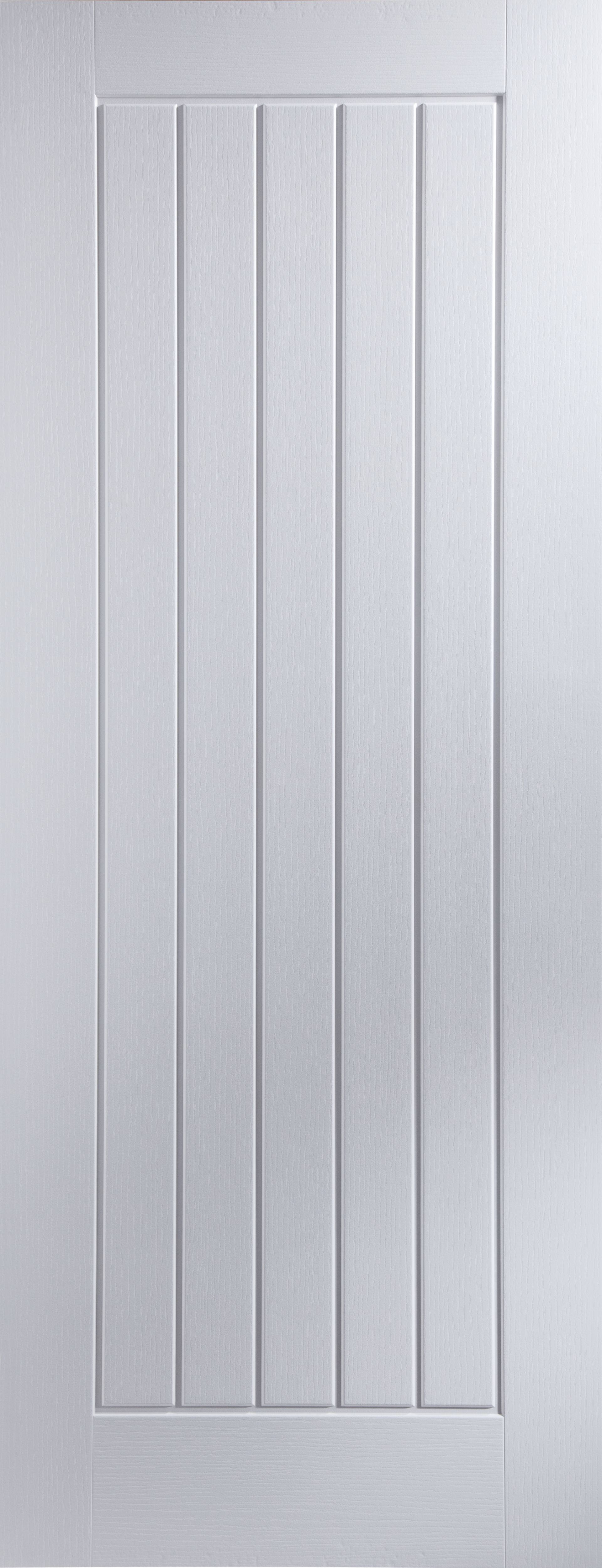 Unglazed Cottage Primed White Woodgrain effect Internal Door, (H)1981mm (W)762mm (T)35mm