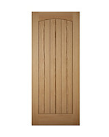 Unglazed Cottage Wooden White oak veneer External Front door, (H)2032mm (W)813mm