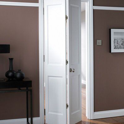 Unglazed White Internal Bi-fold Door set, (H)1981mm (W)752mm