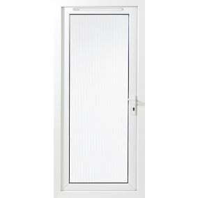 Unglazed White PVC LH External Back door, (H)2055mm (W)920mm