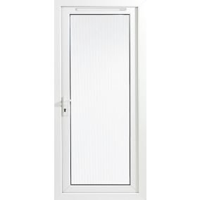 Unglazed White PVC RH External Back door, (H)2060mm (W)840mm