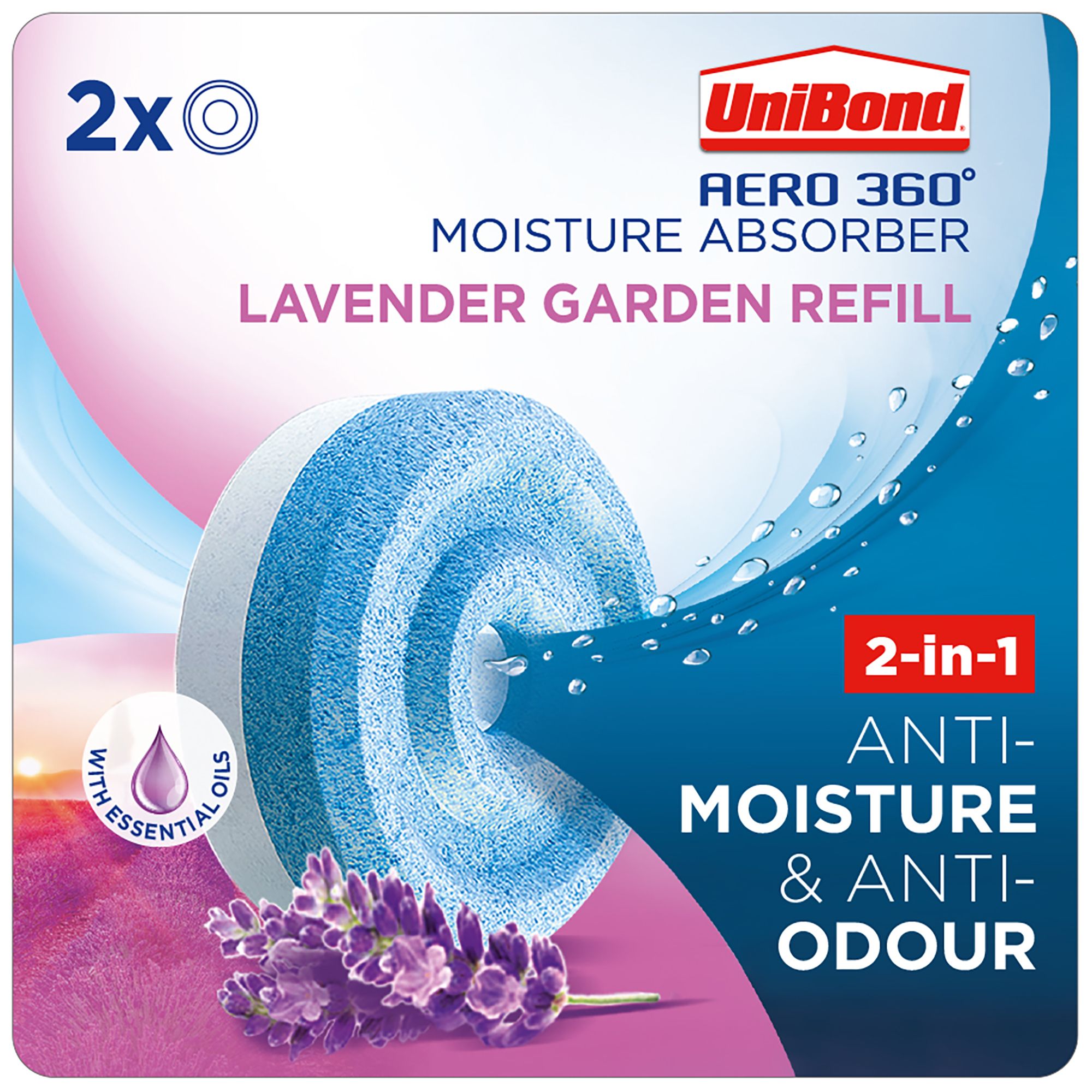UniBond Aero 360 Lavender Moisture absorbing refill, Pack of 2
