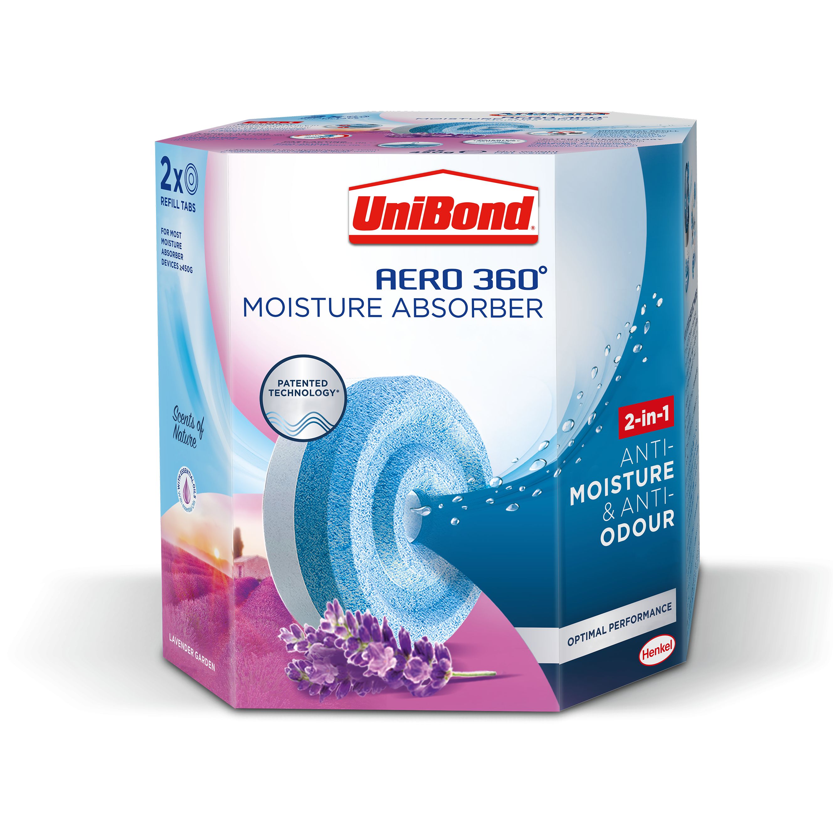 UniBond Aero 360 Lavender Moisture absorbing refill, Pack of 2 DIY at B&Q