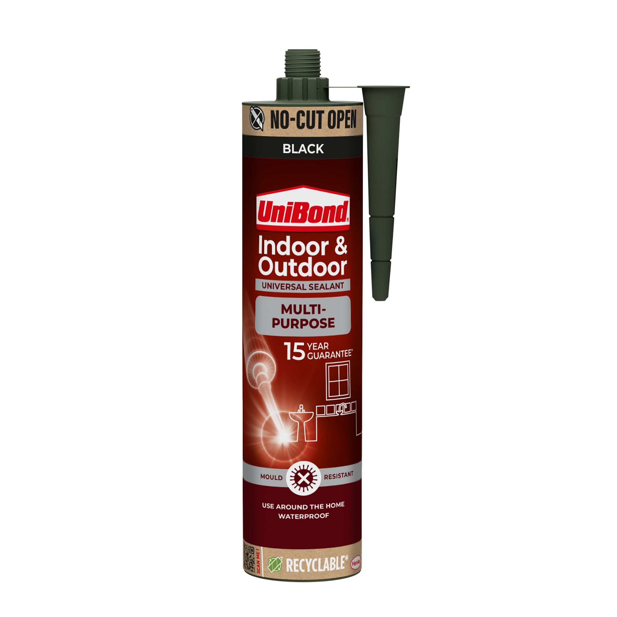 UniBond Multi purpose silicone sealant Silicone-based Black Brick, concrete, stone & wood Multi-purpose Sealant, 280ml