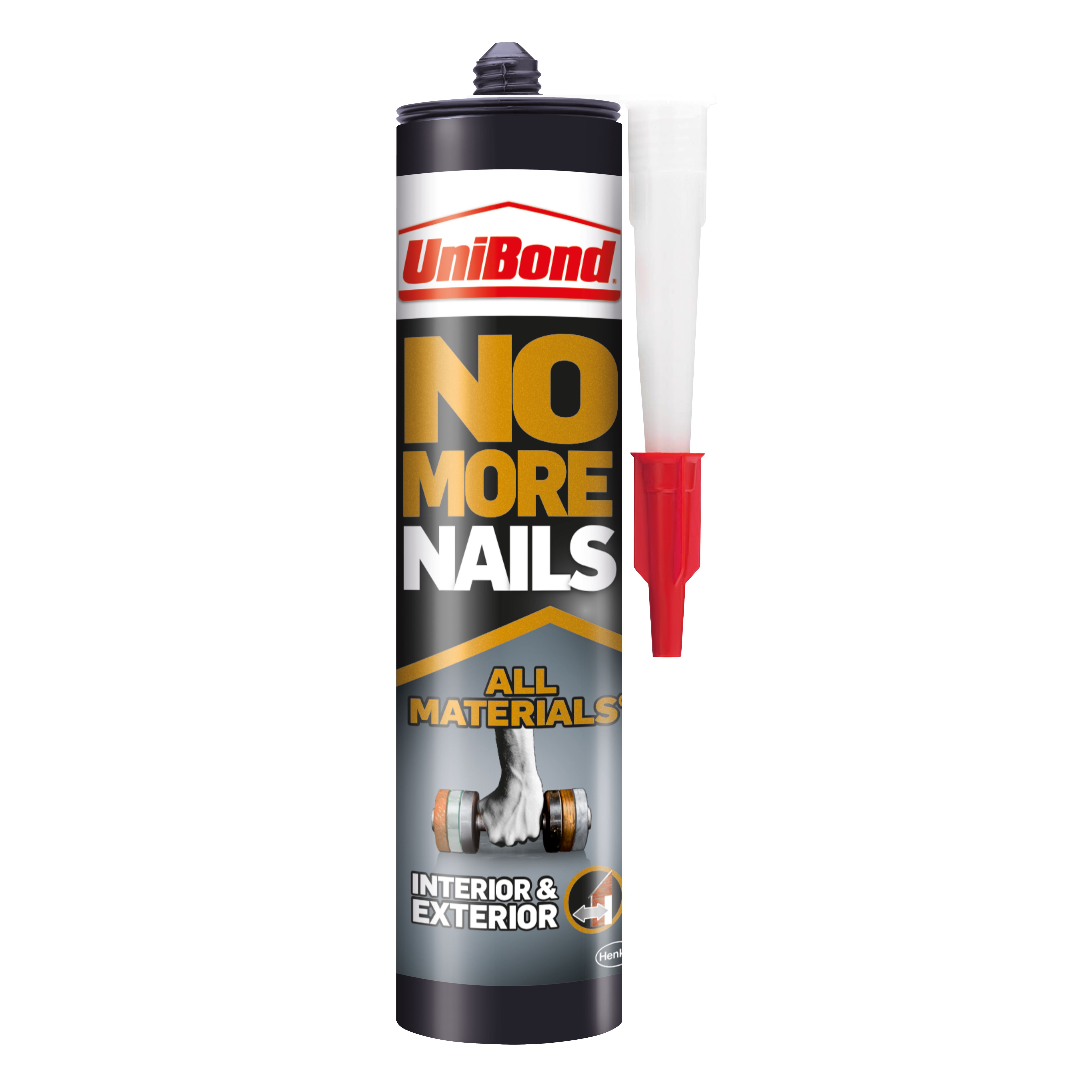 UniBond No More Nails Cartridge Interior & Exterior Water resistant Solvent-free White All materials Grab adhesive 0.39kg