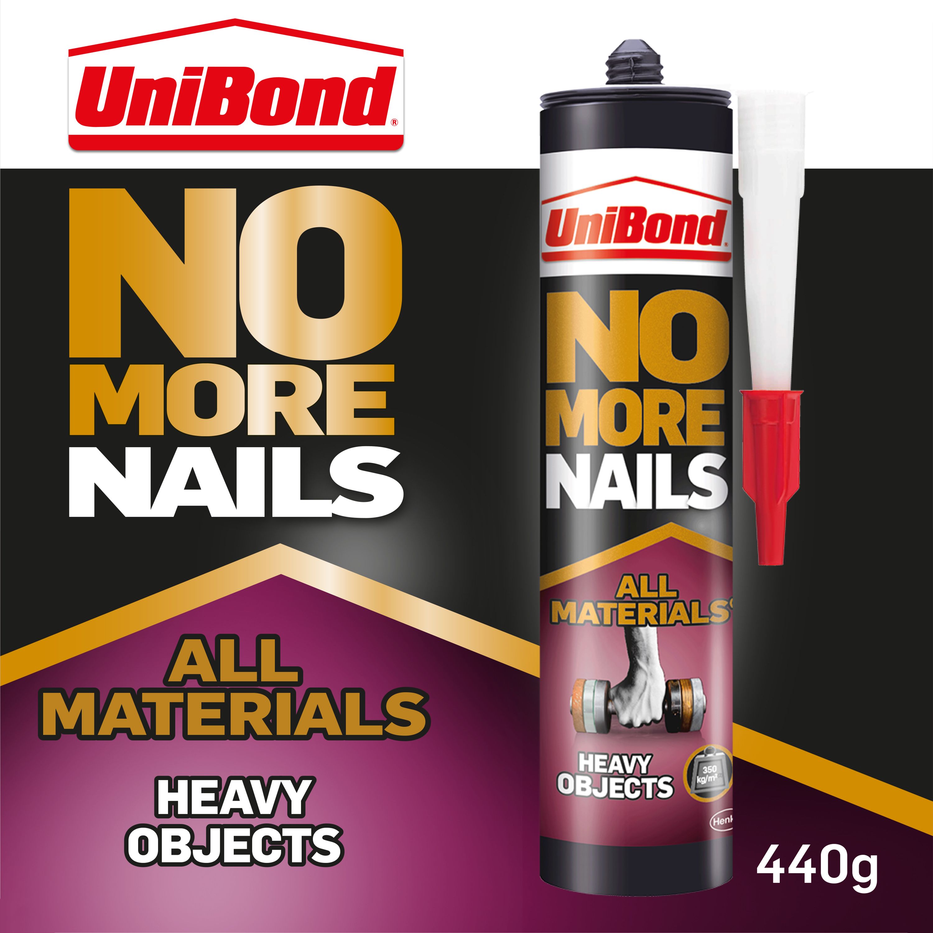 UniBond No More Nails Heavy Objects Solvent-free White All materials Grab adhesive 440g