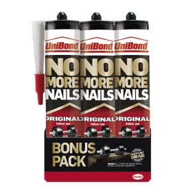 UniBond No More Nails Original White Grab adhesive 280ml, Pack of 3