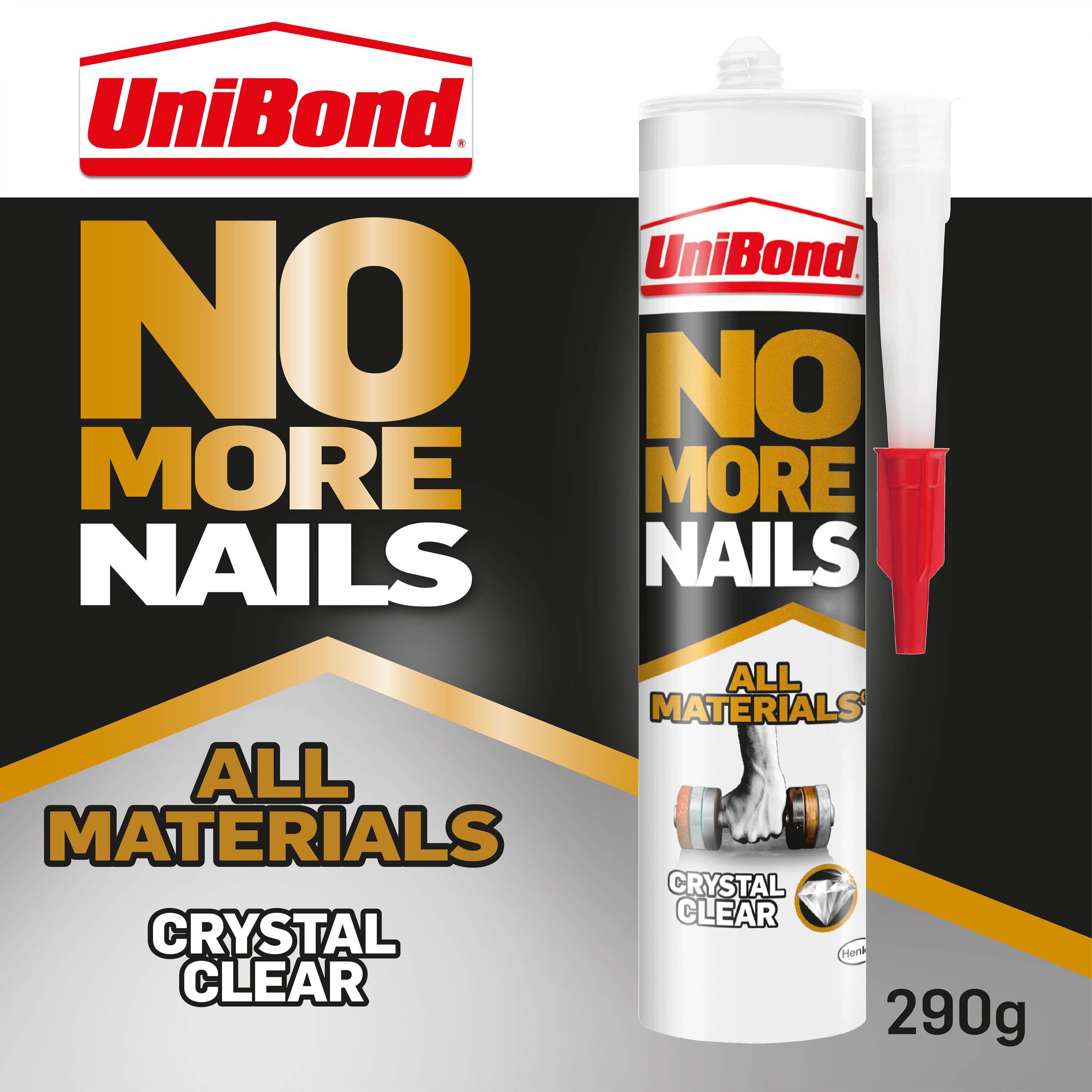 UniBond No More Nails Water resistant Solvent-free Crystal Clear All materials Grab adhesive 290g 0.29kg