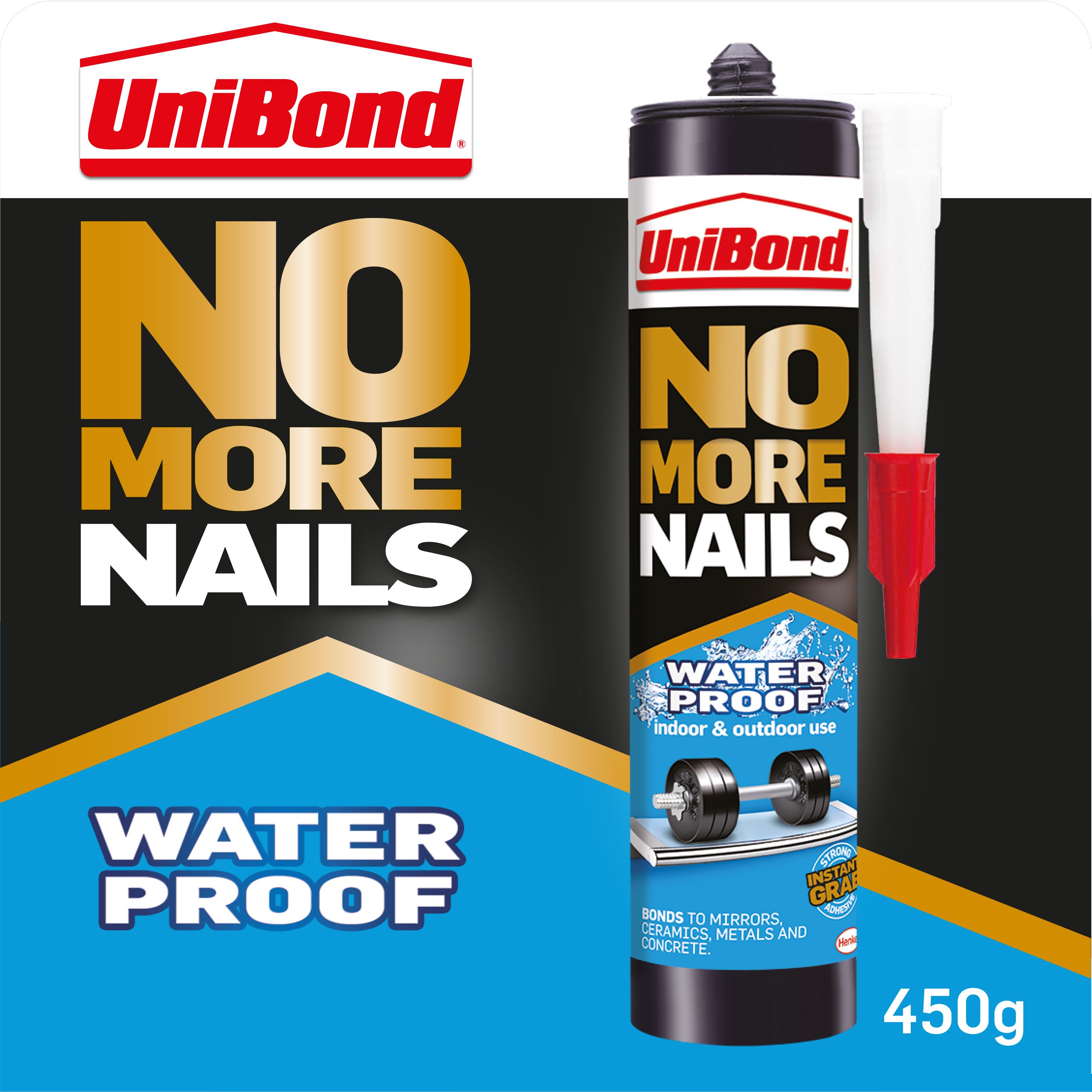 UniBond No More Nails Waterproof Solvent-free White Grab adhesive 450g 0.45kg