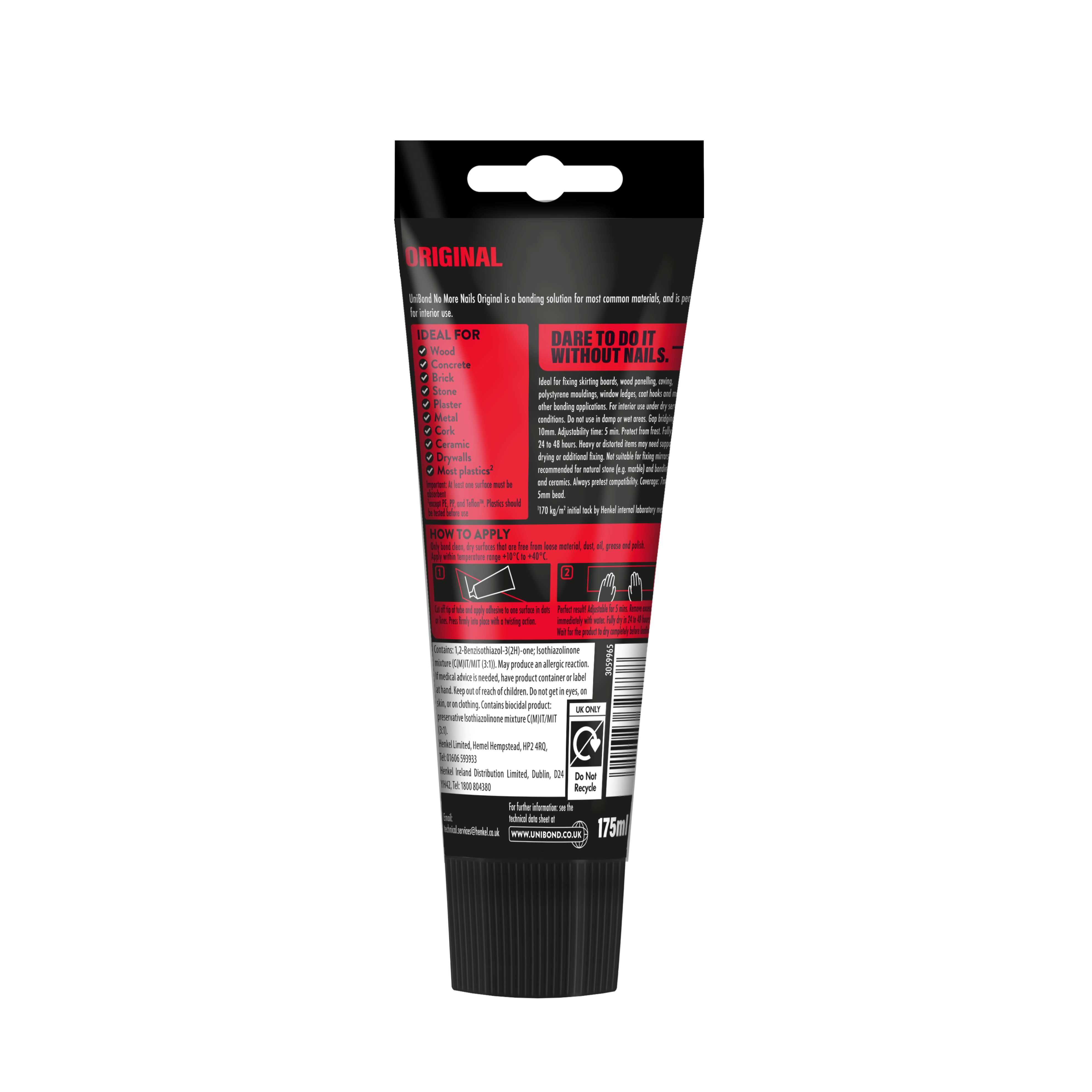 UniBond No More Nails White Not water resistant Adhesive 274g, Volume 180ml